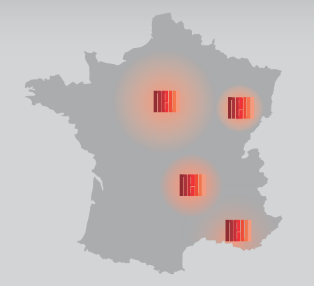 Carte des zones d'intervention de NEC